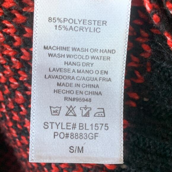 Cozy Co. by Cozy Casual Red and Black Plaid Sweater Cardigan Pockets Size S/M - Picture 9 of 13